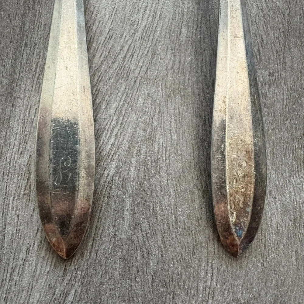 6 Vintage Community Plate Silverplated Teaspoons Monogram Art‎ Deco 6
